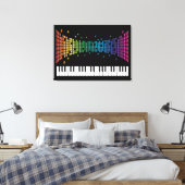 Meerkleurig muziekpianoinstrumenteel toetsenbord canvas afdruk (Insitu (Slaapkamer))