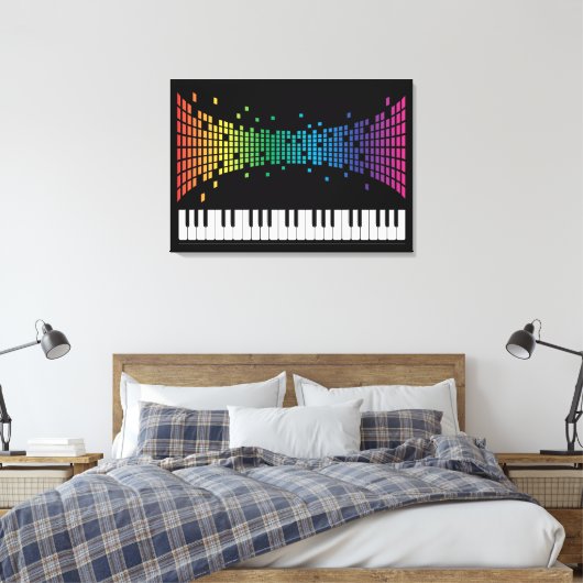 Meerkleurig muziekpianoinstrumenteel toetsenbord canvas afdruk (Insitu (Slaapkamer))