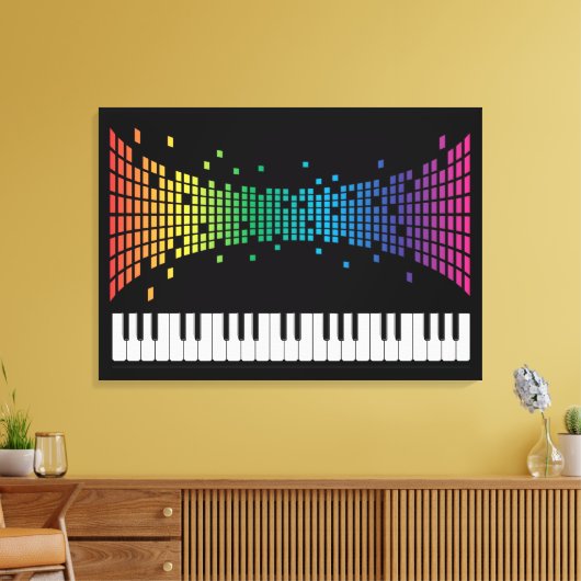 Meerkleurig muziekpianoinstrumenteel toetsenbord canvas afdruk (Insitu (Woonkamer))