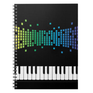 Meerkleurig muziekpianoinstrumenteel toetsenbord notitieboek
