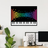 Meerkleurig muziekpianoinstrumenteel toetsenbord poster (Thuiskantoor)