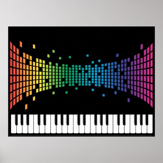 Meerkleurig muziekpianoinstrumenteel toetsenbord poster (Voorkant)