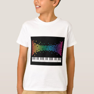 Meerkleurig muziekpianoinstrumenteel toetsenbord t-shirt