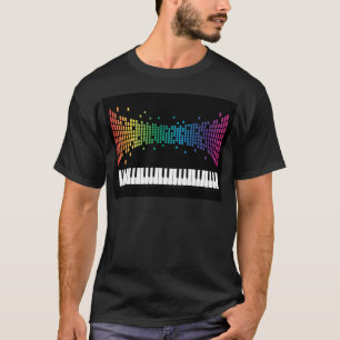 Meerkleurig muziekpianoinstrumenteel toetsenbord t-shirt