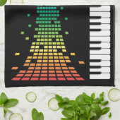 Meerkleurig muziekpianoinstrumenteel toetsenbord theedoek (Gevouwen)