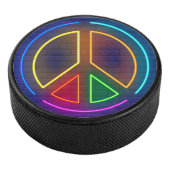 Meerkleurig neonsymbool voor het vredesteken hockey puck (3/4)