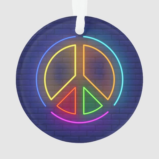 Meerkleurig neonsymbool voor het vredesteken ornament (achterkant)