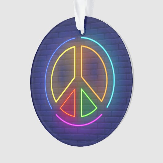 Meerkleurig neonsymbool voor het vredesteken ornament (voorkant)