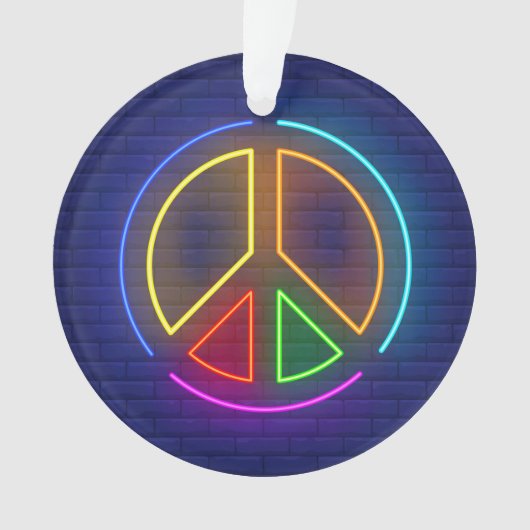 Meerkleurig neonsymbool voor het vredesteken ornament (voorkant)