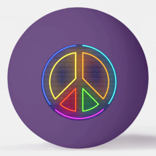 Meerkleurig neonsymbool voor het vredesteken pingpongbal