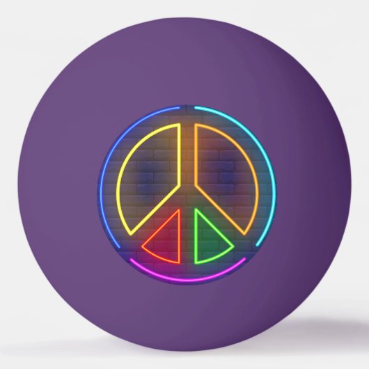 Meerkleurig neonsymbool voor het vredesteken pingpongbal (Voorkant)