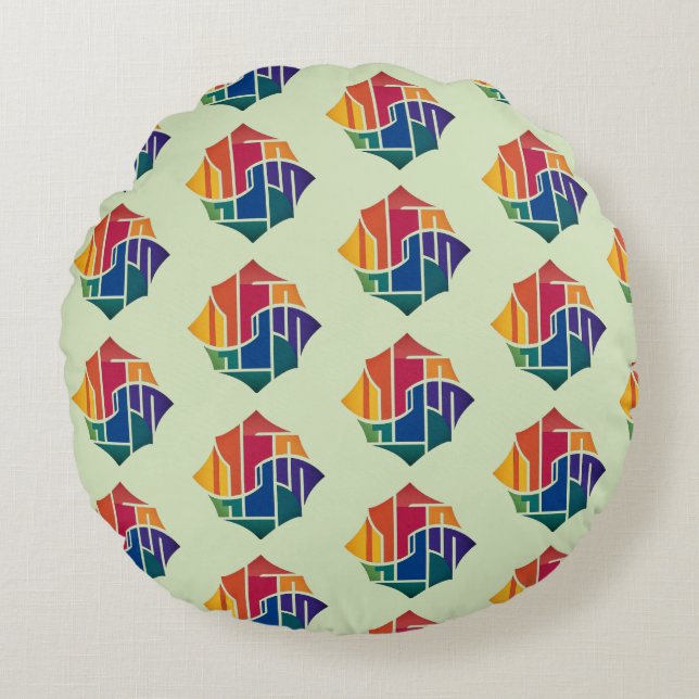 MEERKLEURIG ONTWERP ROND KUSSEN (Voorkant)