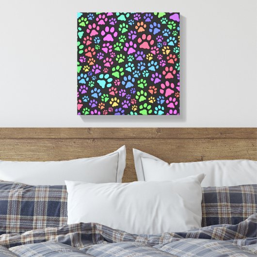 Meerkleurig ontwerp van de pootafdruk canvas afdruk (Insitu (Slaapkamer))