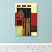 Meerkleurig paneelschilderij met bruin leder canvas afdruk (Insitu (Houten vloer))