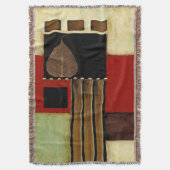 Meerkleurig paneelschilderij met bruin leder deken (Voorkant Verticaal)