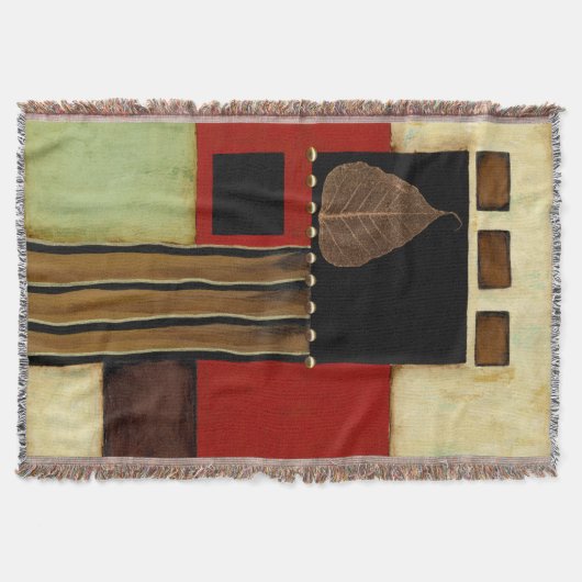 Meerkleurig paneelschilderij met bruin leder deken (Voorkant)