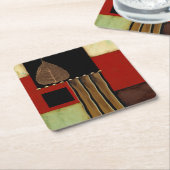 Meerkleurig paneelschilderij met bruin leder kartonnen onderzetters (Schuin)