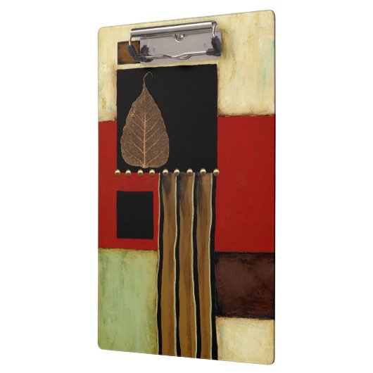 Meerkleurig paneelschilderij met bruin leder klembord (Links)