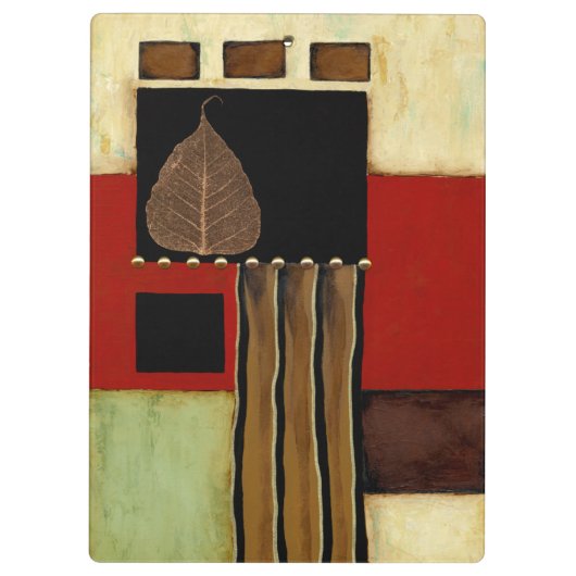 Meerkleurig paneelschilderij met bruin leder klembord (Achterkant)