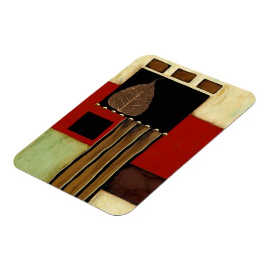 Meerkleurig paneelschilderij met bruin leder magneet (Linkerzijde)