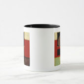 Meerkleurig paneelschilderij met bruin leder mok (Midden)