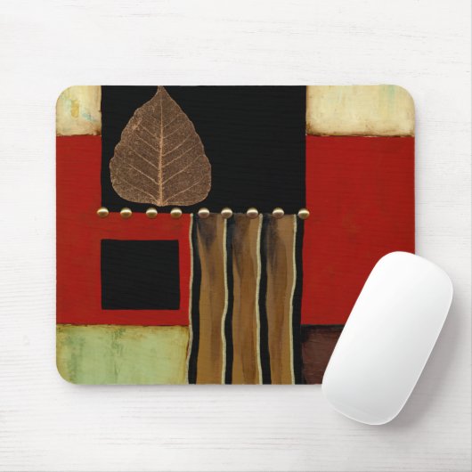 Meerkleurig paneelschilderij met bruin leder muismat (Met muis)