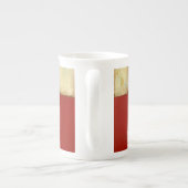 Meerkleurig paneelschilderij met bruin leder porselein kop (Achterkant)