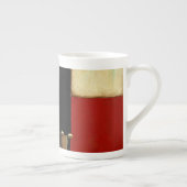 Meerkleurig paneelschilderij met bruin leder porselein kop (Rechts)