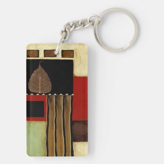 Meerkleurig paneelschilderij met bruin leder sleutelhanger (achterkant)