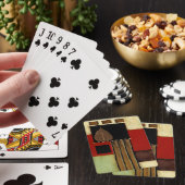 Meerkleurig paneelschilderij met bruin leder speelkaarten (Insitu)