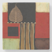 Meerkleurig paneelschilderij met bruin leder stenen onderzetter (Voorkant)