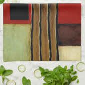 Meerkleurig paneelschilderij met bruin leder theedoek (Gevouwen)