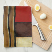 Meerkleurig paneelschilderij met bruin leder theedoek (Quarter Fold)