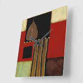 Meerkleurig paneelschilderij met bruin leder vierkante klok (Hoek)