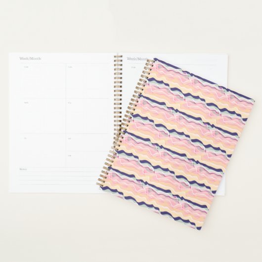 meerkleurig pastelgolfpatroon planner (Display)