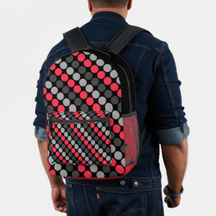 Meerkleurig patroon Retro Sixties Polka Dots Grijs Bedrukte Rugzak