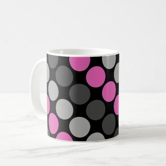 Meerkleurig patroon Retro Sixties Polka Dots Grijs Koffiemok (Voorkant links)