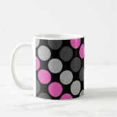 Meerkleurig patroon Retro Sixties Polka Dots Grijs Koffiemok (Links)