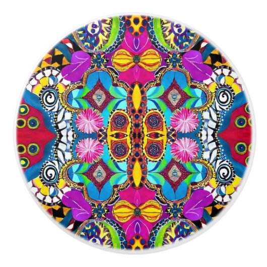 Meerkleurig patroon van esthetisch artsy Bahia geï Keramische Knop (Voorkant)