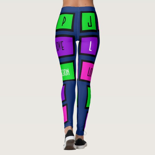 Meerkleurig "Peace+Love+Joy+Desire" Leggings (Achterkant)