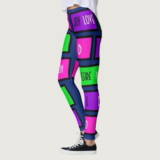Meerkleurig "Peace+Love+Joy+Desire" Leggings (Links)