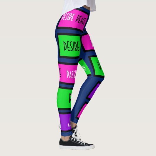 Meerkleurig "Peace+Love+Joy+Desire" Leggings (Rechts)