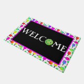 Meerkleurig, Pickleball Paddle & Balls, welkom Deurmat (Schuin)