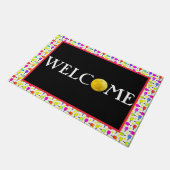 Meerkleurig, Pickleball Paddle & Balls, welkom Deurmat (Schuin)