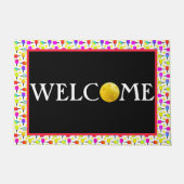 Meerkleurig, Pickleball Paddle & Balls, welkom Deurmat (Voorkant)