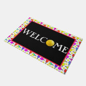 Meerkleurig, Pickleball Paddles & Balls, welkom Deurmat (Schuin)