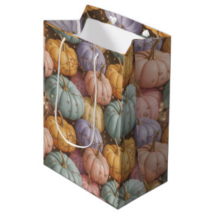 Meerkleurig pompoenpatroon inpakpapier medium cadeauzakje