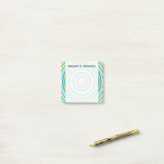 Meerkleurig Ring/Circle Patroon + Aangepaste naam Post-it® Notes (Op bureau)