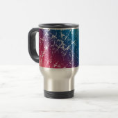 Meerkleurig rood blauw gecrateerd marmer, onderdru reisbeker (Voorkant links)