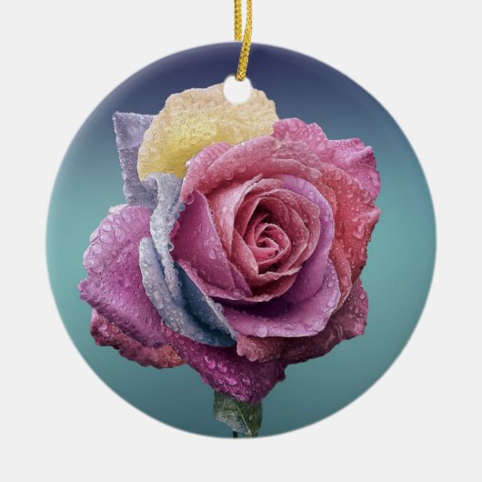 Meerkleurig Roos Keramisch Ornament (Voorkant)